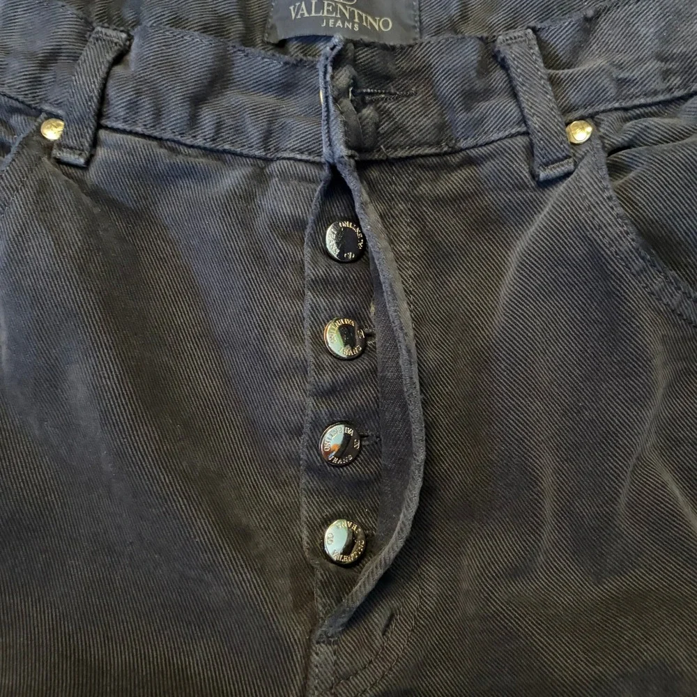 Valentino Jeans Vintage Straight Leg Mens 34 Navy Blue Distressed Made In Italy